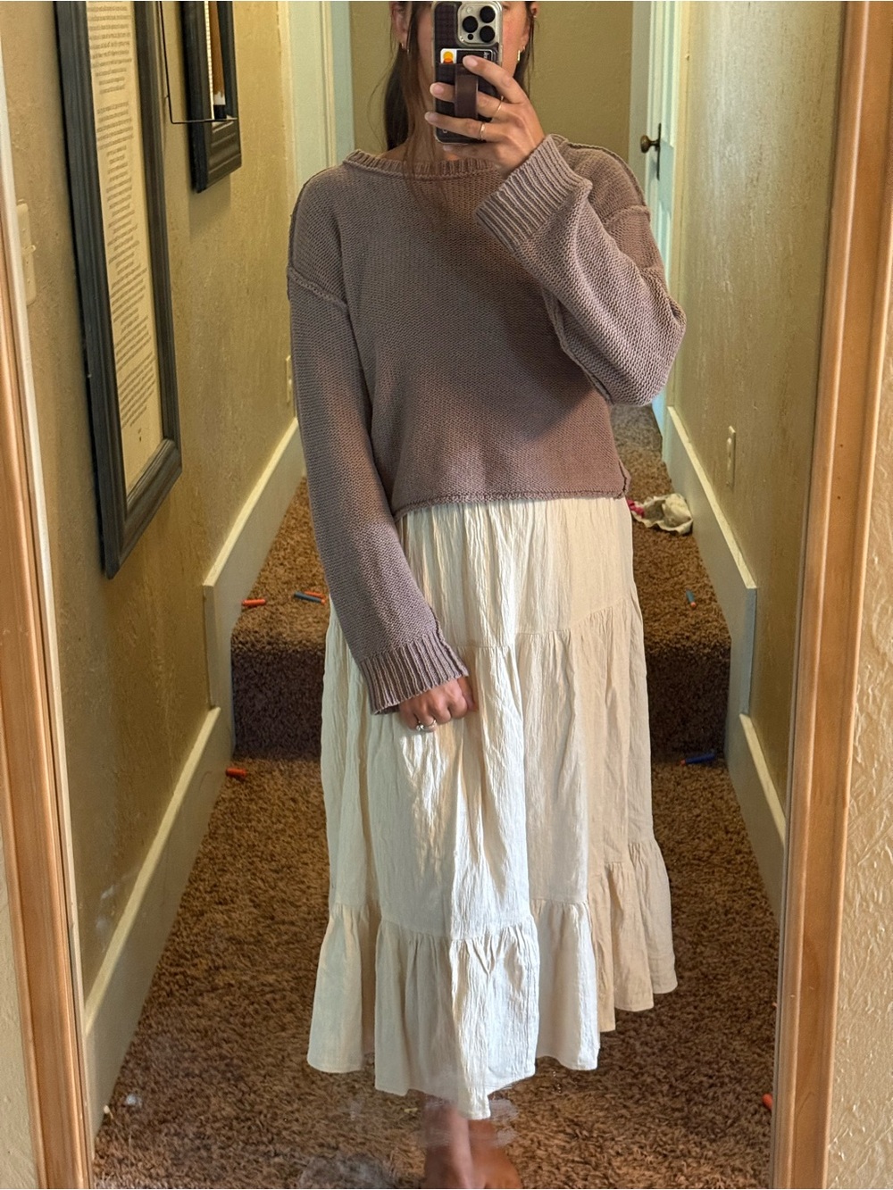 Neuflora taupe brown cotton sweater